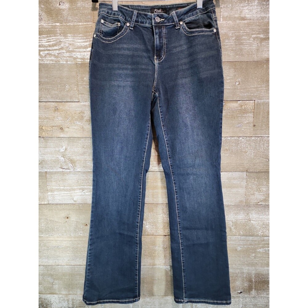 Earl Slim Boot Jeans Womens 12 Blue Bling Flap Pocket Stretch Y2K